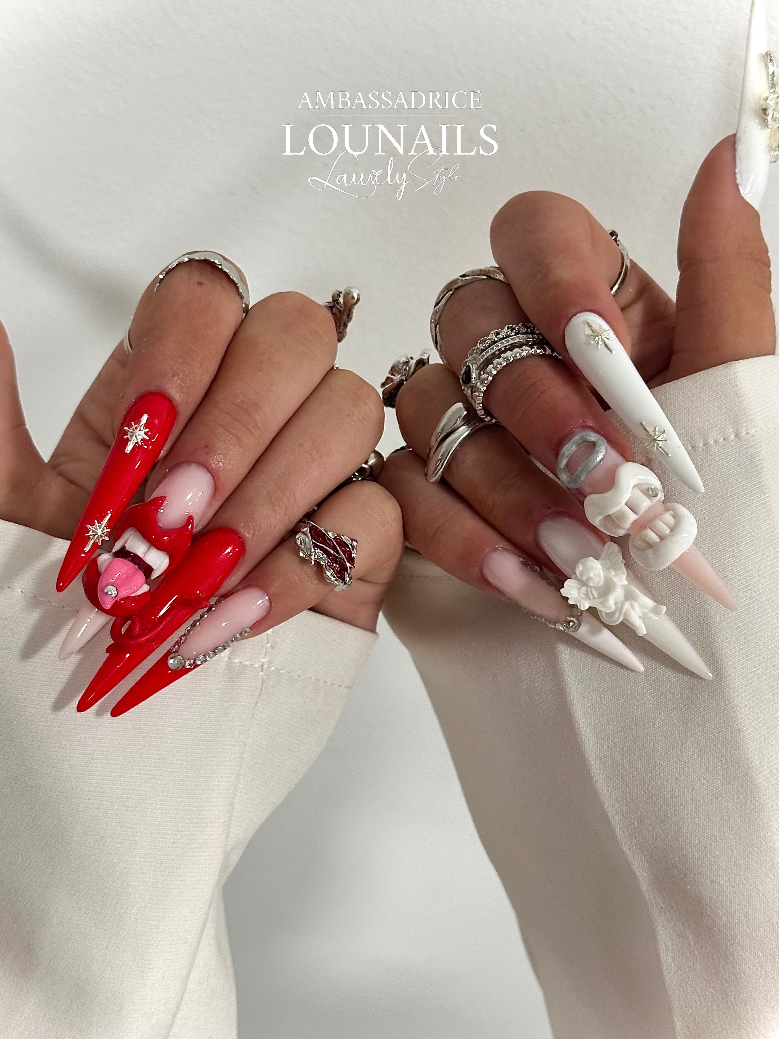 Pose stiletto rouge et blanc